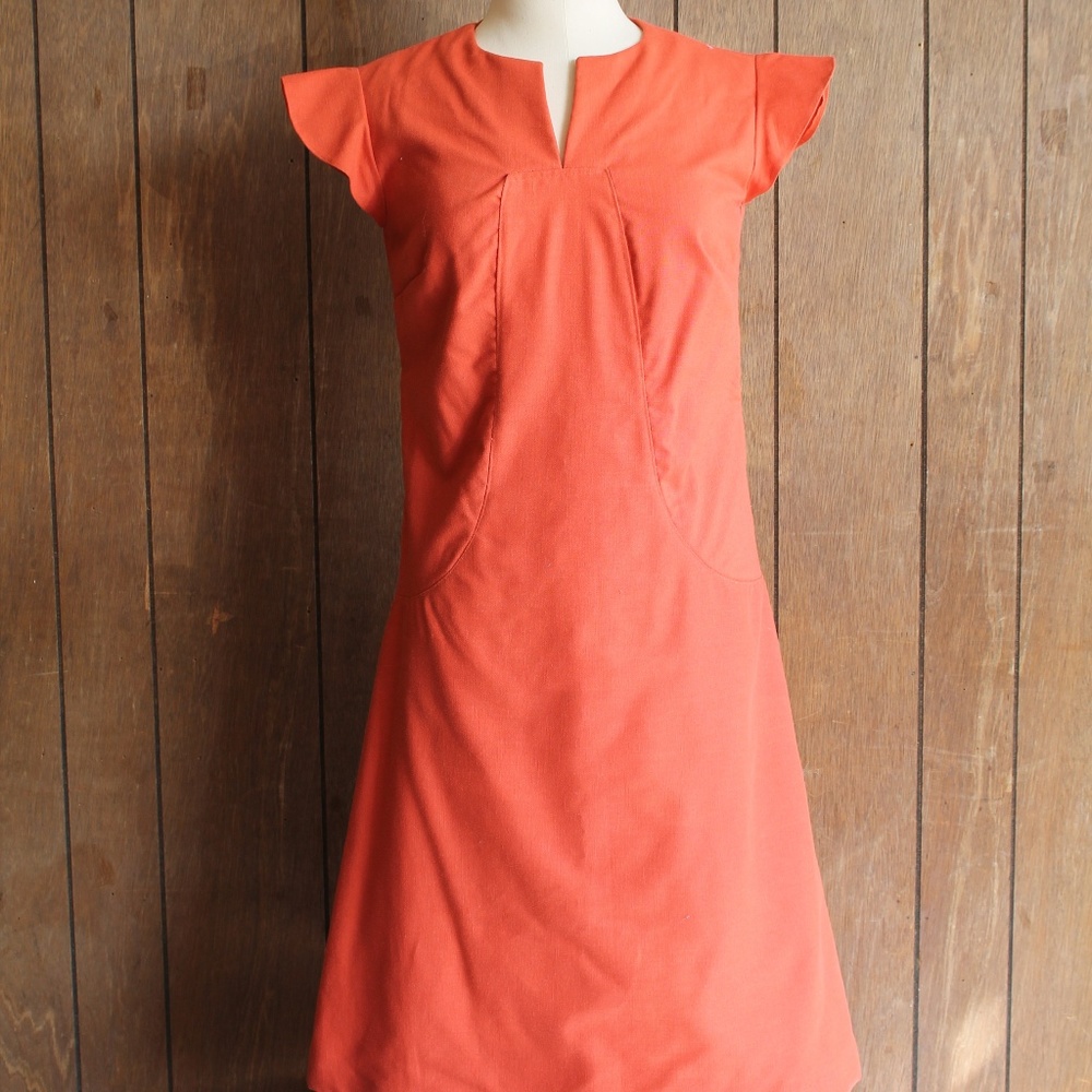 Handmade vintage style orange dress